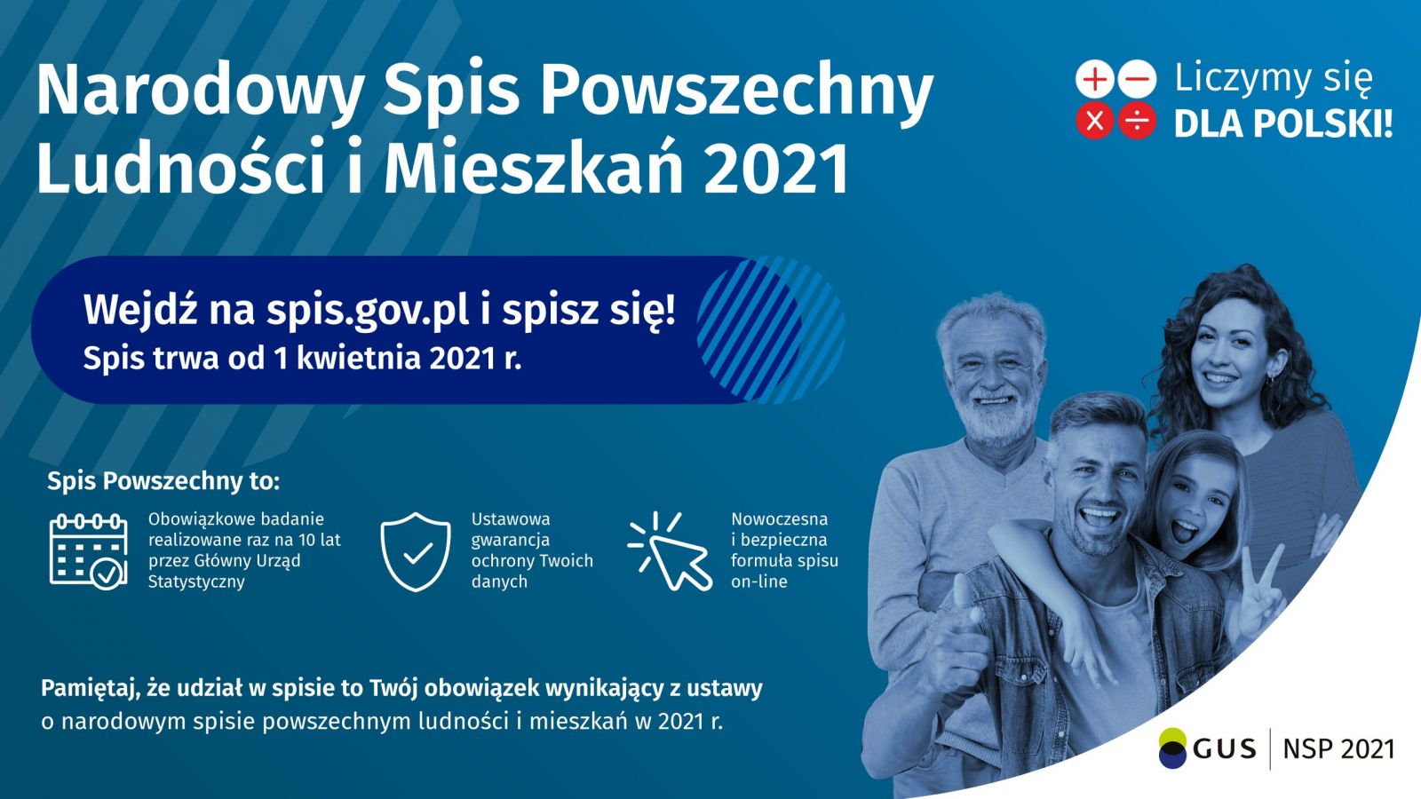 baner promujący Narodowy Spis Powszechny Ludności i Mieszkań 2021