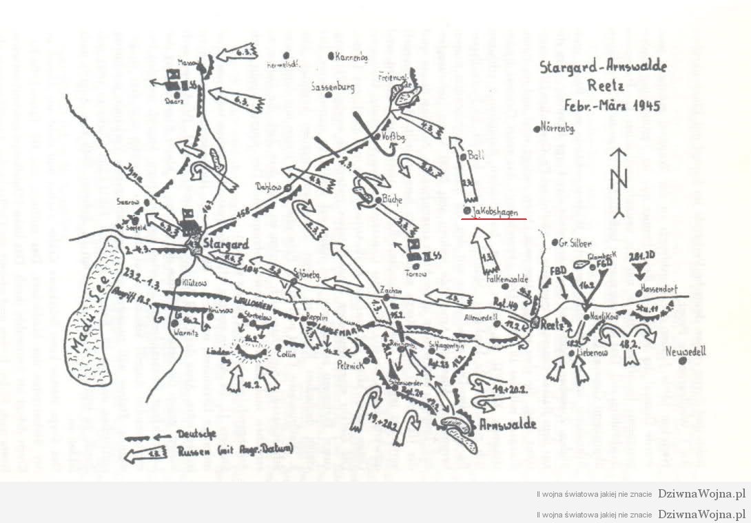mapa przedstawiająca kierunek natarcia Armii Czerwonej 